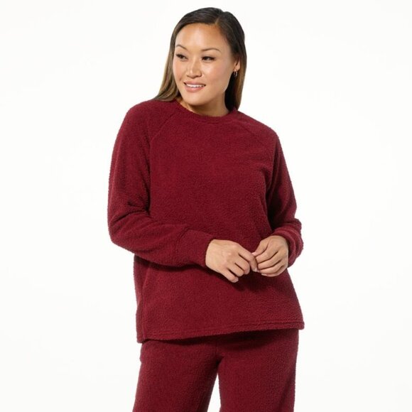Comfort Code By Cuddl Duds Marshmallow Knit Crew Neck Top Size Small Maroon Cozy - Picture 1 of 6